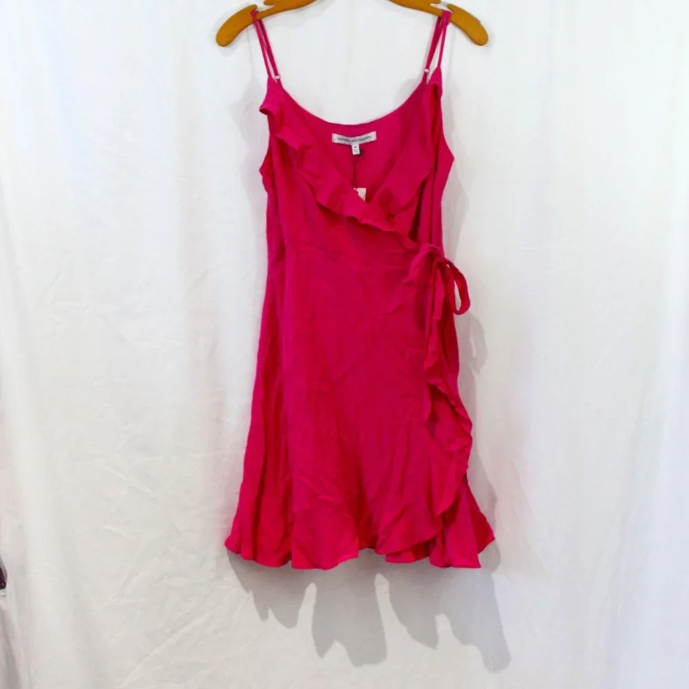 Cupcakes and Cashmere Azalea Pink Ruffle Trim Wrap Mini Dress NWT - Picture 1 of 5